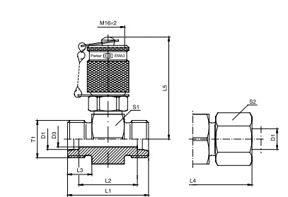 GMA3 管路測試點接頭 - 連接螺紋M16x2、PARKER卡套接頭、parker球閥